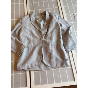 H&M Women's Linen Sz S Blazer Lt Blue  Business Casual Spring Summer Workwear